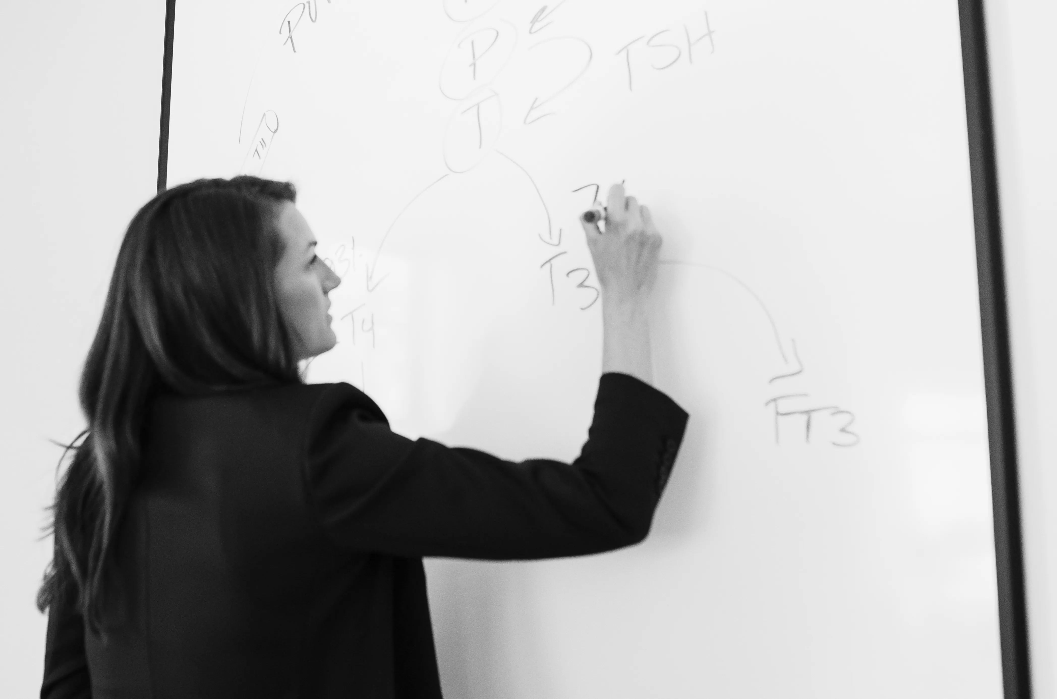 Dr. Abigail Vermeesch mapping thyroid patterns on the whiteboard